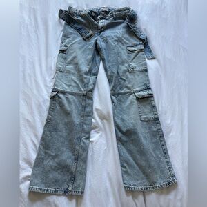 Zara Denim Cargo Jeans with Belt